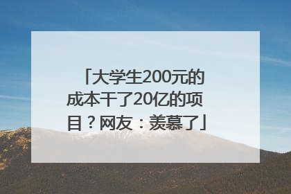 大学生200元的成本干了20亿的项目？网友：羡慕了